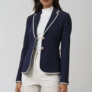 J. Crew Navy and Cream Striped Fabric